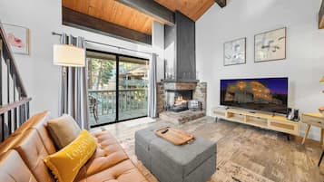 Condo, Multiple Beds, Patio, Mountain View (Kingswood Village Escape) | Living area | 42-inch flat-screen TV with digital channels, fireplace