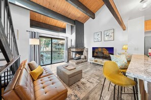 Condo, Multiple Beds, Patio, Mountain View (Kingswood Village Escape) | Living area | 42-inch flat-screen TV with digital channels, fireplace