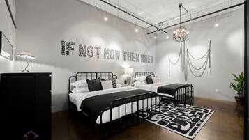 1 bedroom, desk, iron/ironing board, travel cot