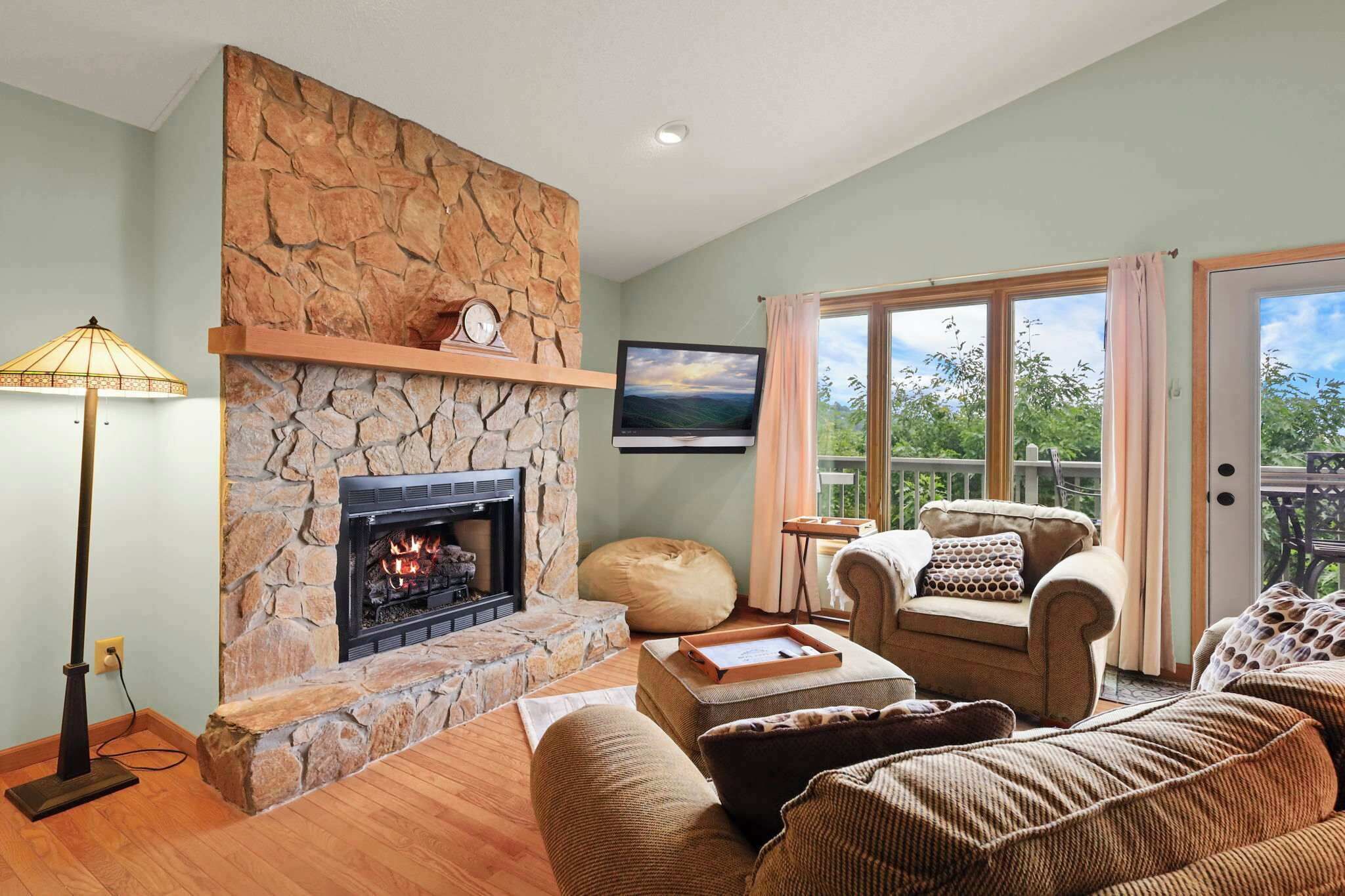 Televisión y chimenea 