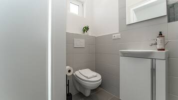 Dusche, Haartrockner, Handtücher