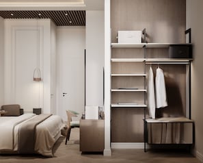 Hypo-allergenic bedding, minibar, in-room safe, desk