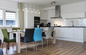 Fridge, microwave, oven, dishwasher