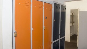 A row of lockers in an indoor setting, likely a locker room or storage area. - Olah Hostel Paulista (São Paulo)