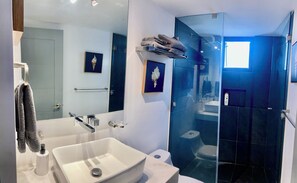Shower, hair dryer, towels, soap - Charming, ocean view, perfect location, 2 bed/2bath condo in San José del Cabo. (San José del Cabo)