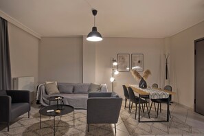 Living area - Denimou Home Luxurious 2BR Fully Equipped, Balcony (Pireas)