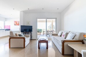 Smart TV, fireplace, table tennis, books