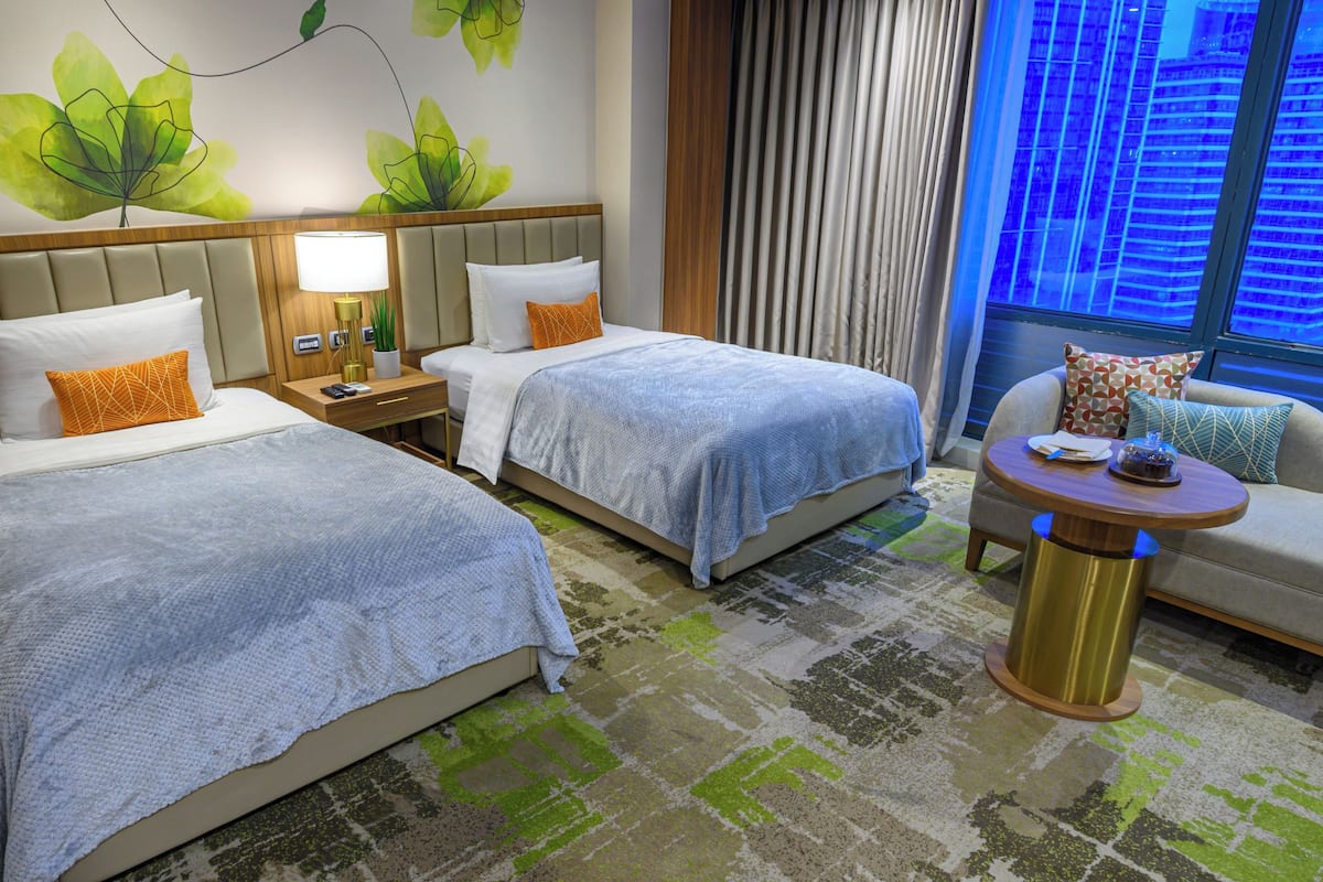 In-room safe, desk, laptop workspace, blackout drapes