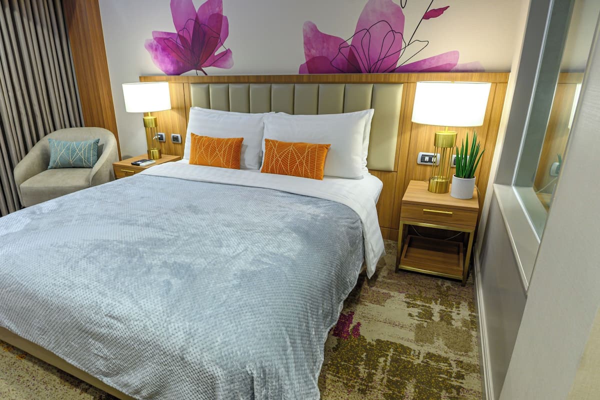 In-room safe, desk, laptop workspace, blackout drapes