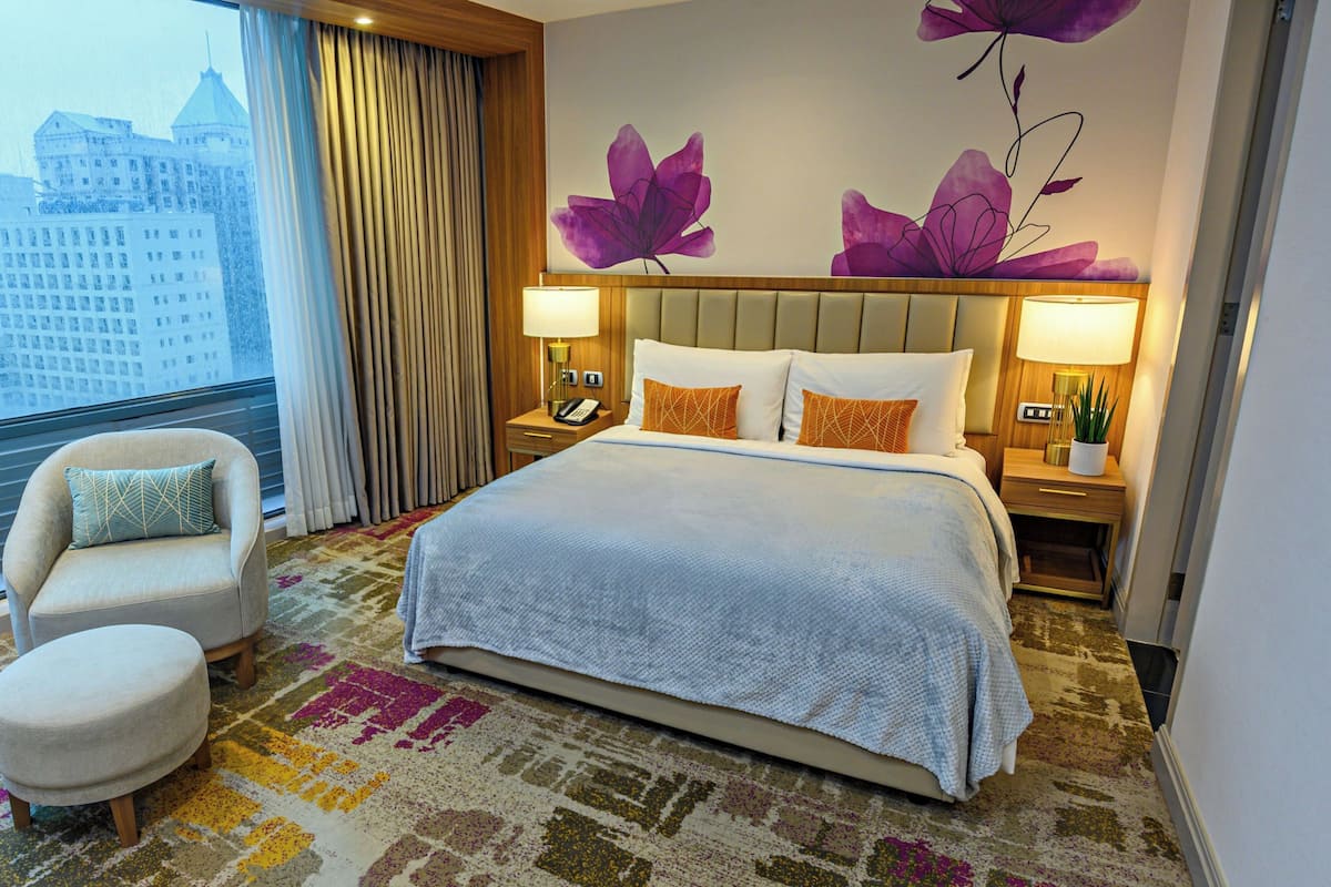 In-room safe, desk, laptop workspace, blackout drapes