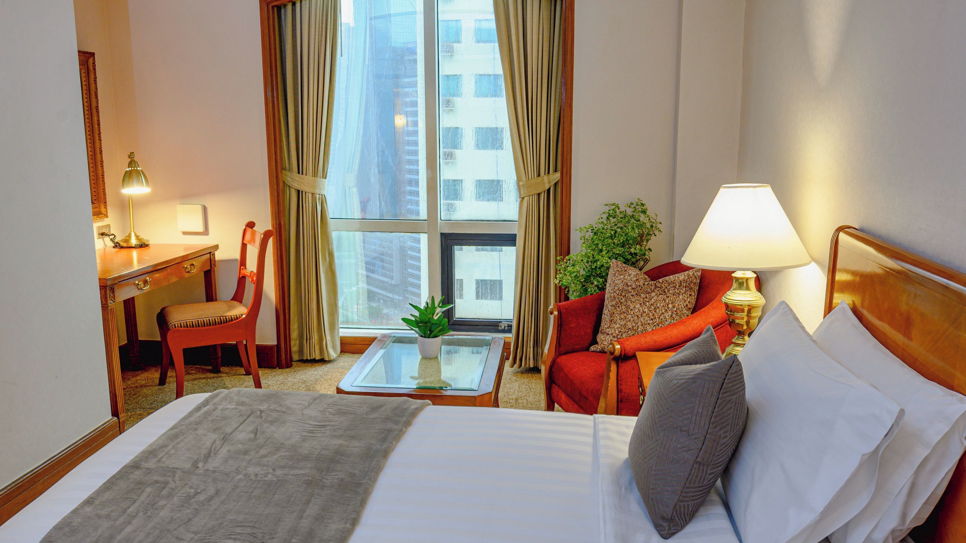 In-room safe, desk, laptop workspace, blackout curtains