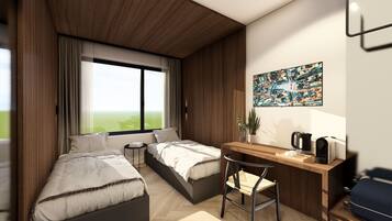 Standard Twin Room, Courtyard View | Desk, laptop workspace, free WiFi