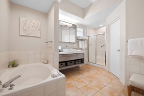 Hair dryer, bidet, towels, soap