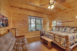 TV, fireplace, video games, foosball