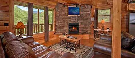 Tv, eldstad och tv-spel