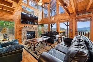 TV, fireplace, video games