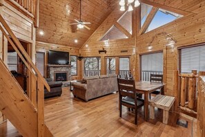 TV, fireplace, video games