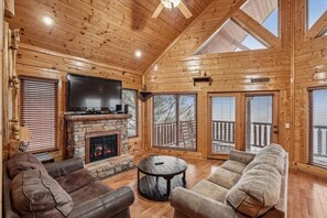 TV, fireplace, video games