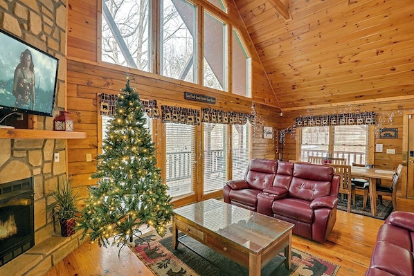 TV, fireplace