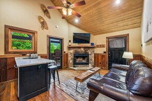 TV, fireplace