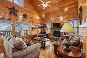 TV, fireplace, video games