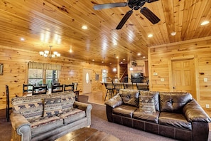 TV, fireplace, video games