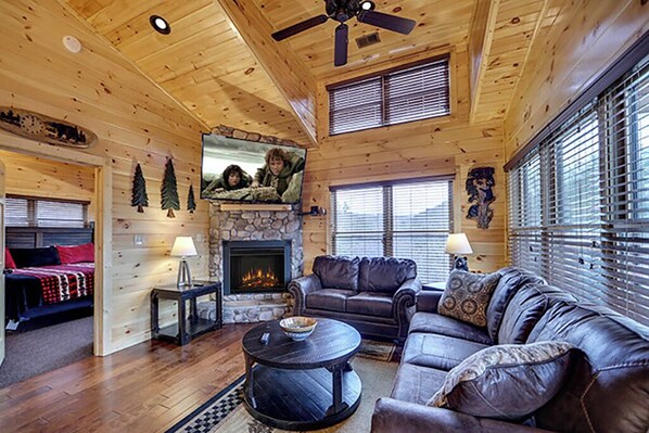 TV, fireplace, video games