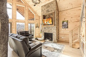 TV, fireplace, video games