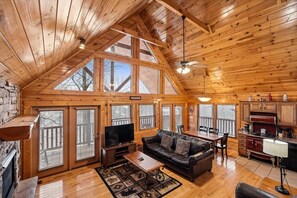 TV, fireplace, video games