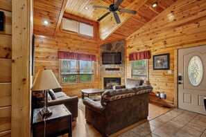 TV, fireplace, video games