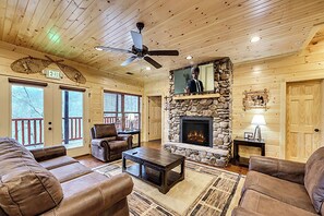 TV, fireplace, video games