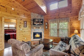 Fireplace, video games - Modern Mountain Getaway w/ Hot Tub & Arcade (Gatlinburg)