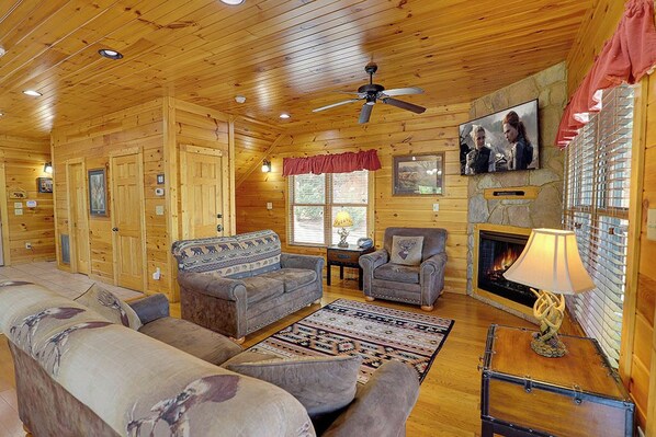 TV, fireplace, video games