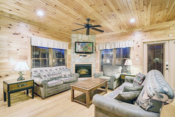 Televisión, chimenea y videojuegos 