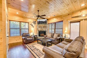 TV, fireplace, video games