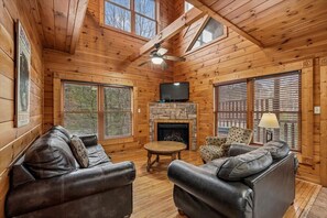 TV, fireplace, video games, table football