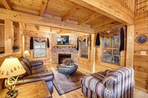 TV, fireplace, video games, table football