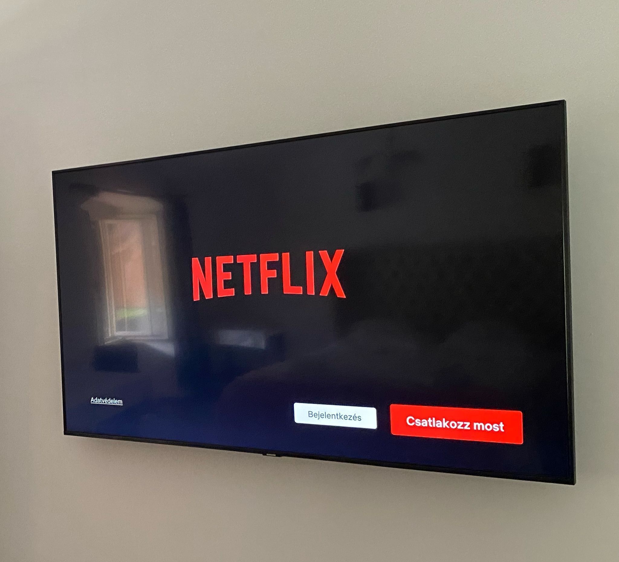 A television screen displaying the Netflix logo.
