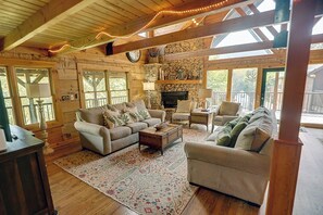 TV, fireplace, video games, table football - 7‑Bedroom Family Getaway w/ Hot Tub (Sevierville)