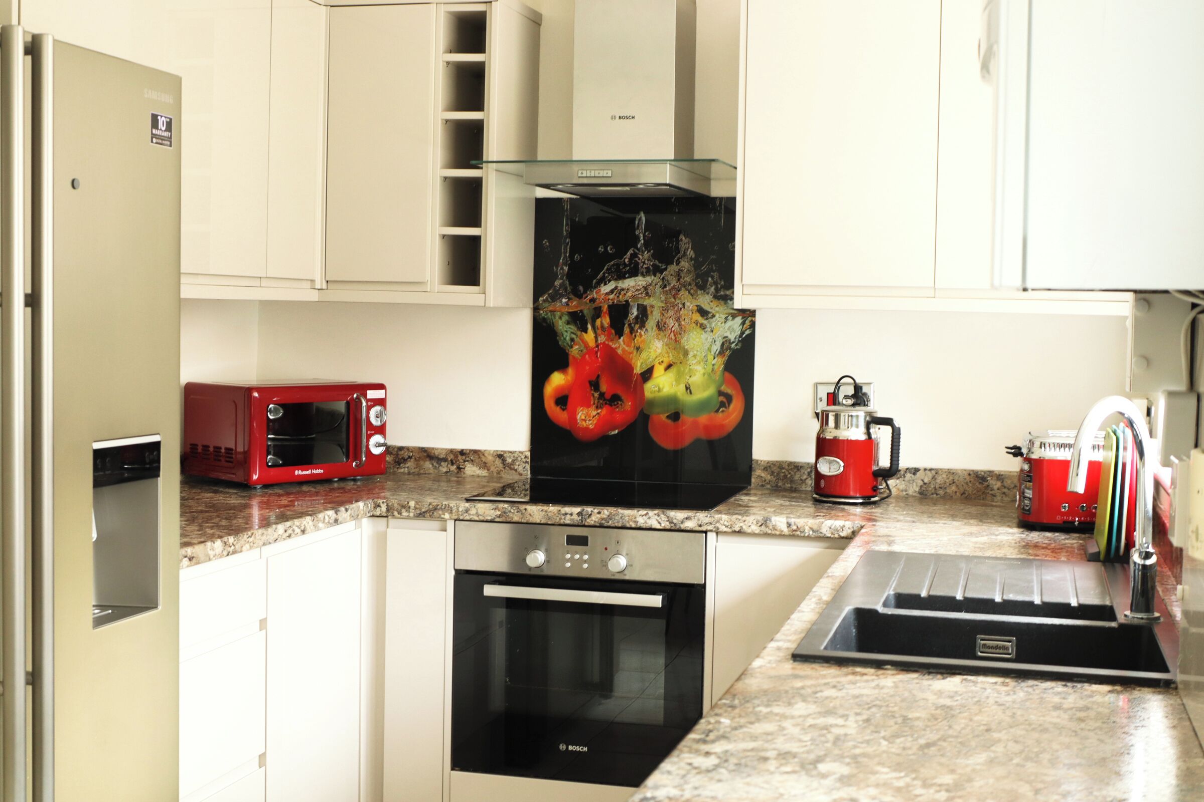 Microwave, oven, stovetop, dishwasher