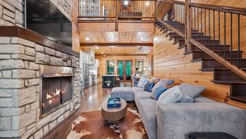 Smart TV, fireplace, video games, foosball
