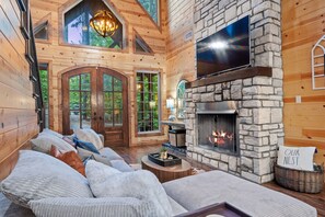 Smart TV, fireplace, video games, table football
