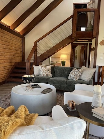 Interior. Step Inside the Yellow Door – Your Mountain Chalet Escape Awaits