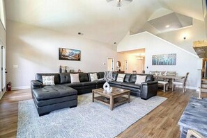 Smart TV, fireplace, foosball, table tennis