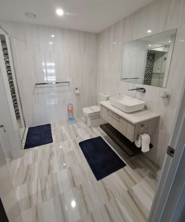 Haartrockner, HandtĂŒcher, Seife, Toilettenpapier
