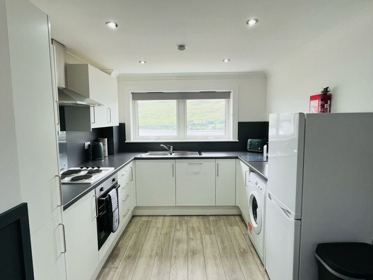 Fridge, microwave, oven, dishwasher