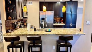 Microwave, dishwasher, coffee/tea maker, highchair
