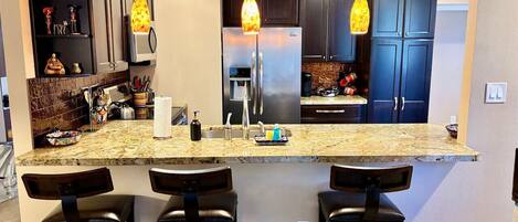 Microwave, dishwasher, coffee/tea maker, highchair