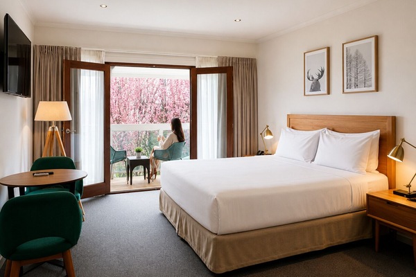 Balcony King | Premium bedding, pillowtop beds, minibar, desk