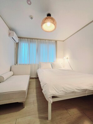 Desk, free WiFi, bed sheets